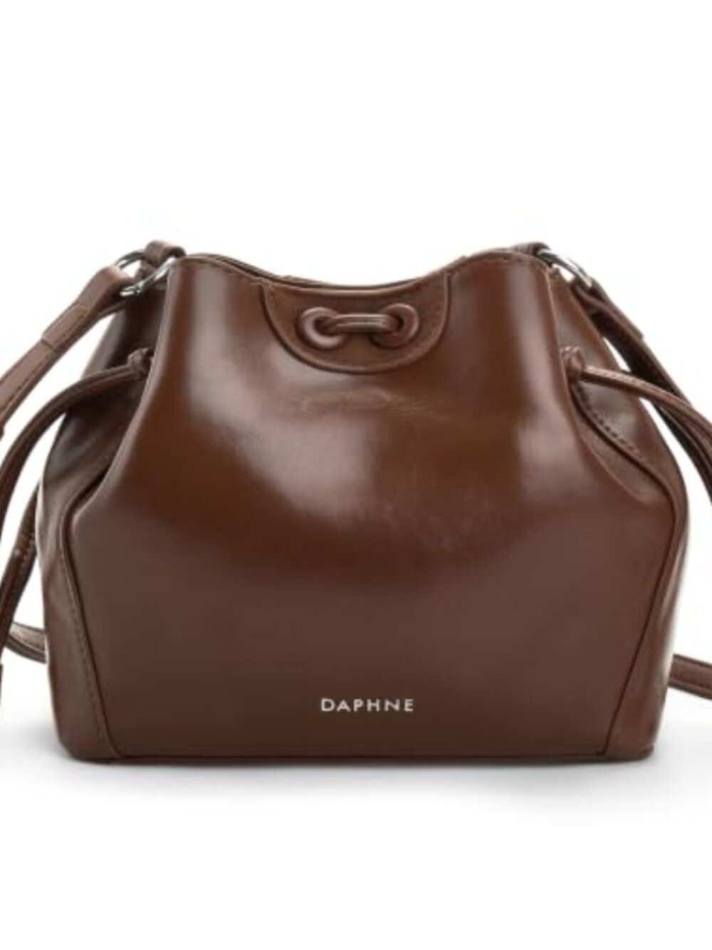 Small Leather Bucket Purse Drawstring Shoulder Bag Crossbody